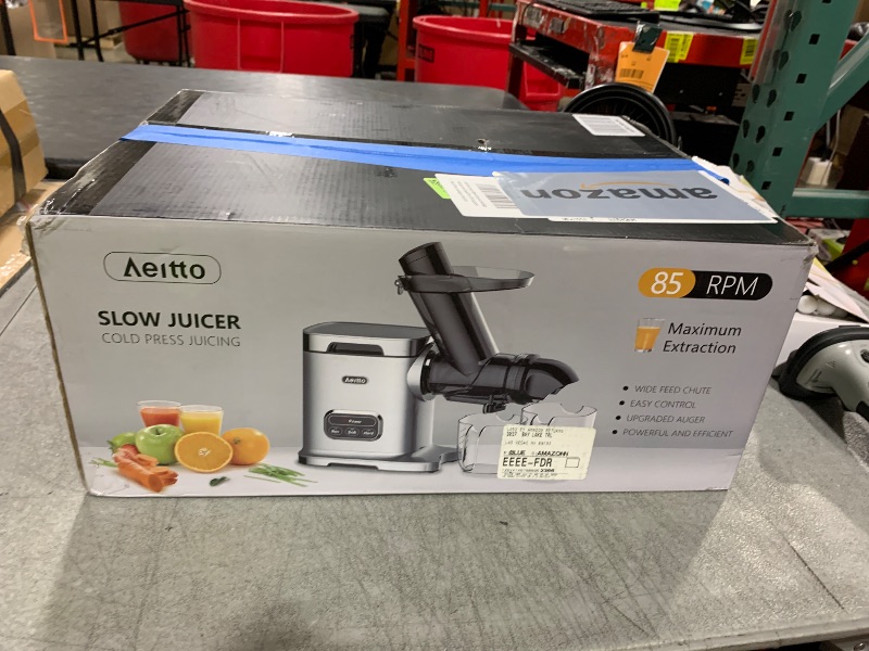 Photo 1 of Aeitto Cold Press Juicer Machines, 3.6 Inch Wide Chute, Large Capacity, High Juice Yield, 2 Masticating Juicer Modes, Easy to Clean Slow Juicer for Vegetable and Fruit, Silver