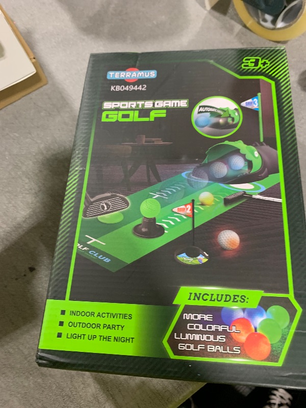 Photo 1 of TERRAMUS Upgraded Kids Toy Golf Set with Dinosaur Automatic Golf Returner, Led Light Up Night Golf Balls, 3 Clubs, Putting Mat, 3-8 Toddler Mini Golf Games, Indoor Outdoor Sports Toys for Boys Girls