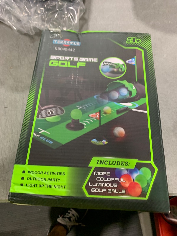 Photo 1 of TERRAMUS Upgraded Kids Toy Golf Set with Dinosaur Automatic Golf Returner, Led Light Up Night Golf Balls, 3 Clubs, Putting Mat, 3-8 Toddler Mini Golf Games, Indoor Outdoor Sports Toys for Boys Girls