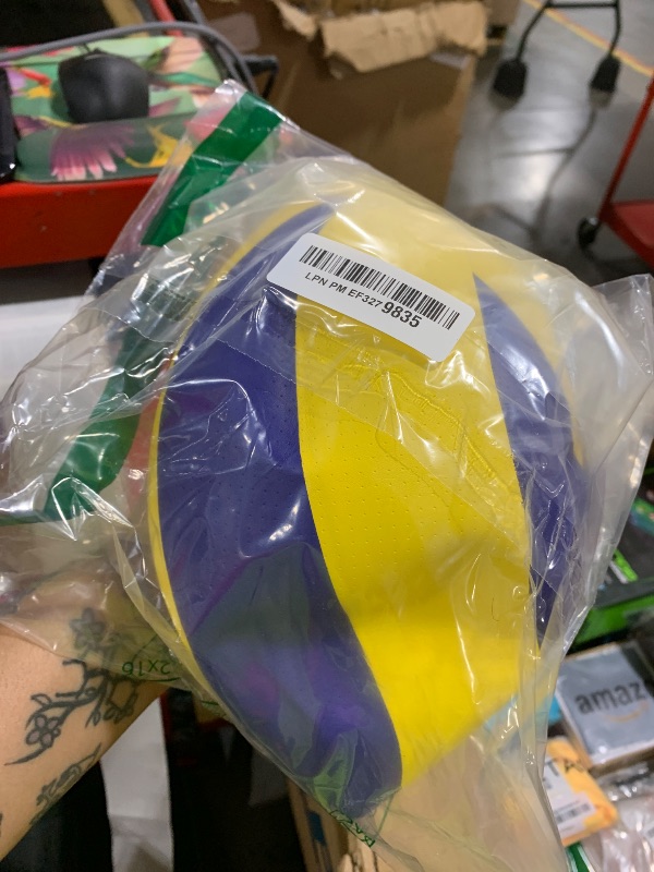 Photo 1 of POWRX Outdoor Volleyball Ball - Pu Leather Beach Volleyball - Soft Practice Volley Ball for Sand and Water Games - Beginner and Professional Volleyball for Kids, Men, and Women