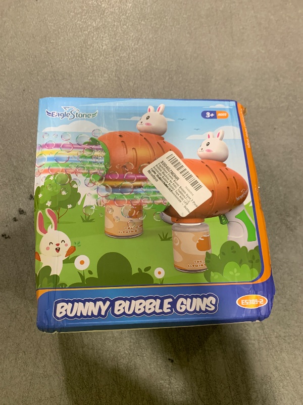 Photo 1 of EagleStone Easter Bunny Bubble Guns 2 Packs, Bubble Machine for Kids, Toddlers1-3, Automatic Bubble Blaster Toys with LED Lights, Bubble Solution,Concentrate - Outdoor Easter Basket Stuffer Gift