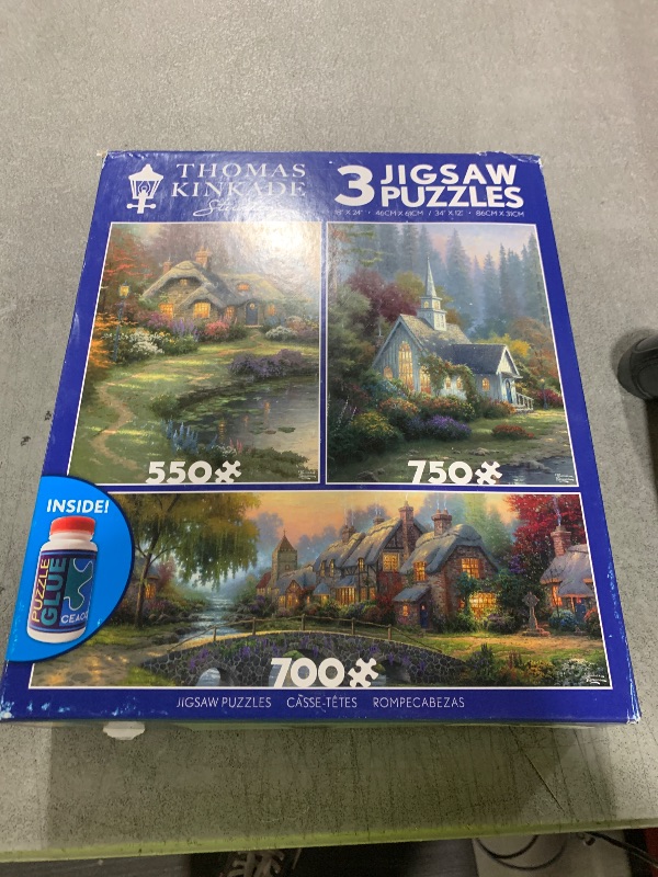Photo 1 of Ceaco - 3 in 1 Multipack - Thomas Kinkade - (1) 550 Piece, (1) 750 Piece, (1) 700 Piece Panoramic Jigsaw Puzzle