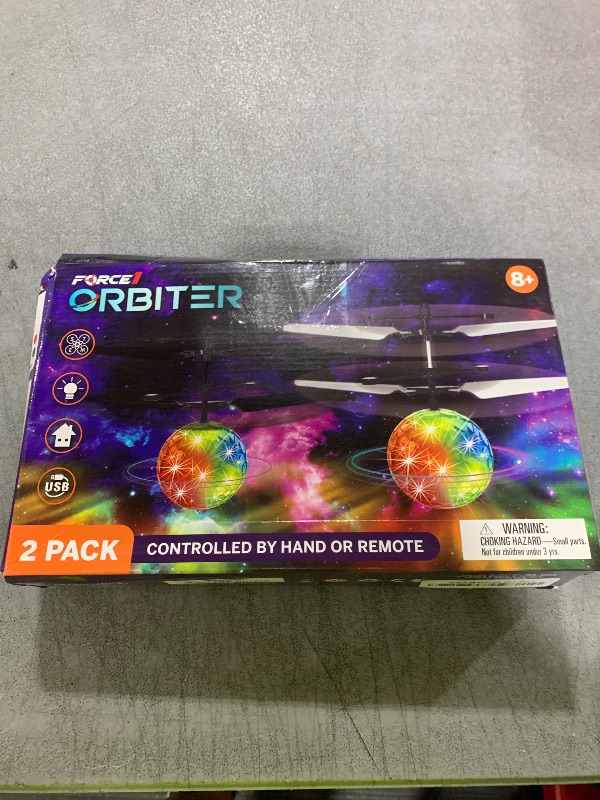 Photo 1 of Force1 Orbiter 2pk Flying Orb Ball Hand Operated Drones for Kids - 2pk Mini UFO Drone Toys with Remote, Rechargeable LED Indoor Floating Hover Hand Controlled Orb Toys
