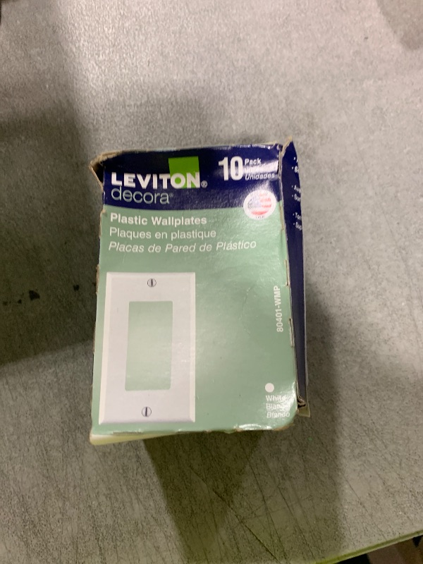 Photo 1 of Leviton 1-Gang Decora/GFCI Device Wallplate, Standard Size, Thermoset, Device Mount, 10-Pack, 80401-WMP, White