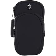 Photo 1 of SPEVERT Running Armband with Earphone Bag Cell Phone Armband for iPhone 16 Pro Max 15 Pro 14 Plus 2 Pockets Water Resistant Cell Phone Sport Arm Bands for Exercise Walking Workout Gym (Black)

