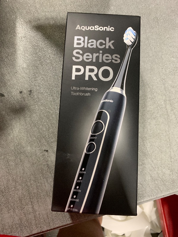 Photo 1 of Aquasonic Black Series PRO – Ultra-Whitening Electric Toothbrush – 5 Modes & Smart Timers – Premium Travel Case & 6 Proflex Brush Heads – ADA Accepted Toothbrush