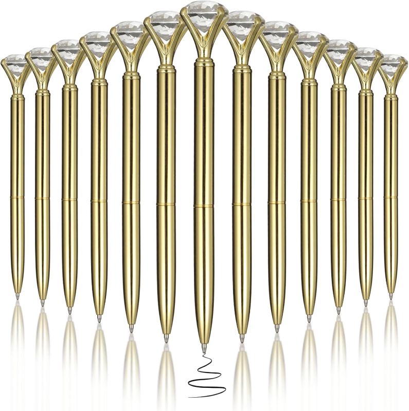 Photo 1 of Varku 50 Pcs Gold Diamond Pens with Crystal Bridal Shower Gifts,Diamond Pens Bulk for Women Wedding Coworkers Crystal Gifts
