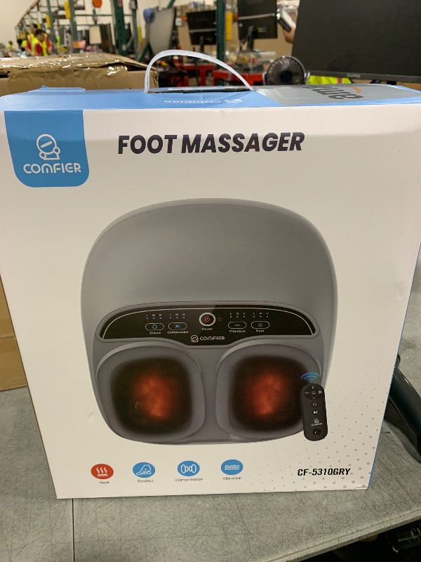 Photo 1 of COMFIER Shiatsu Foot Massager with Heat, Electric Feet Massager Machine for Plantar Fasciitis Neuropathy,Gifts for Women,Men,Remote Control,Pause Function,Foot Warmer (Gray)