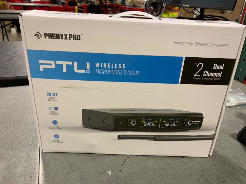 Photo 1 of Phenyx Pro UHF Wireless Microphone System w/ 2x30 Tunable Frequencies, Metal Cordless Mic Set, 200 ft Range, 2 Bodypacks & Headsets/Lapel Mics for Speaking, Singing, Church, DJ (PTU-52-2B)
