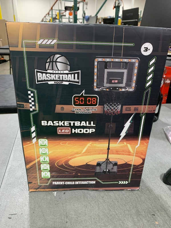 Photo 1 of Kids Indoor Basketball Hoop with Scoreboard & Timer,Toddler Adjustable Height 3ft-5.8ft Basketball Hoop with Stand Goal Toy for Outdoor Backyard,Sports Game Play for Boys Age 3 4 5 6 7 8