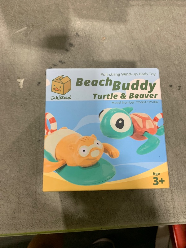 Photo 1 of DUCKBOXX XX Pull-String Wind-up Swimming Beach Buddy Bath Toys, No Battery Mold-Free Anti-Rust Interactive Montessori Toy for Kids (Turtle & Beaver -- 2pcs)