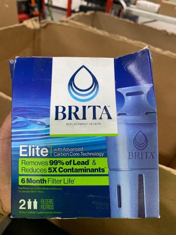 Photo 1 of Brita Filter Replacements for Water Pitchers and Dispensers, Elite, NSF Certified to Remove 99% of Lead, 2 Count, Blue