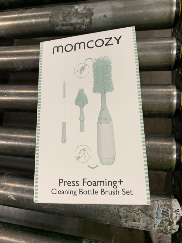 Photo 1 of Momcozy Bottle Brush Kit, Innovative Push-Press Design for Better Cleaning - Baby Bottle Cleaner Brush for Baby Bottle, Breast Pumps, Nipples, and More - Can Generate Foam for Better Cleaning, Green