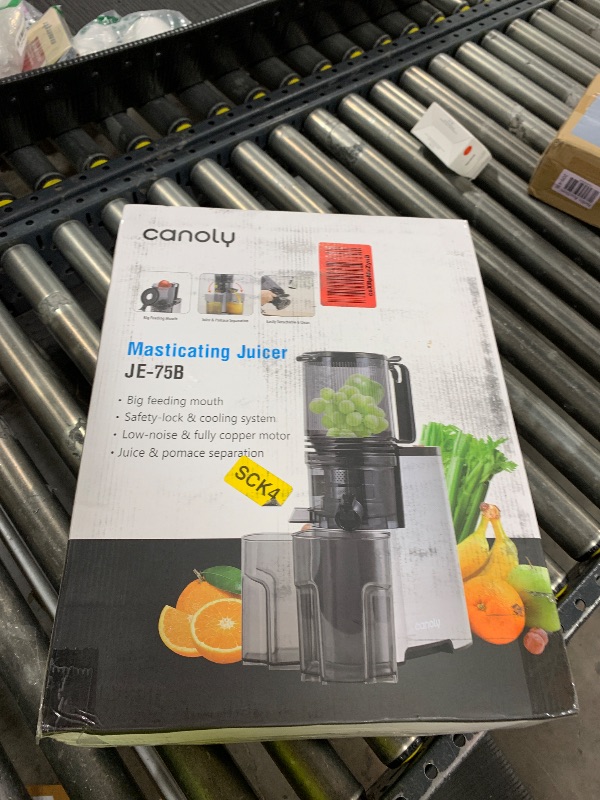 Photo 1 of Cold Press Juicer, 5.8" Wide Feed Chute Juice Extractor Machine with 400W, High Juice Yield, Slow Masticating Juicer for Whole Vegetables & Fruits, Metallic Silver