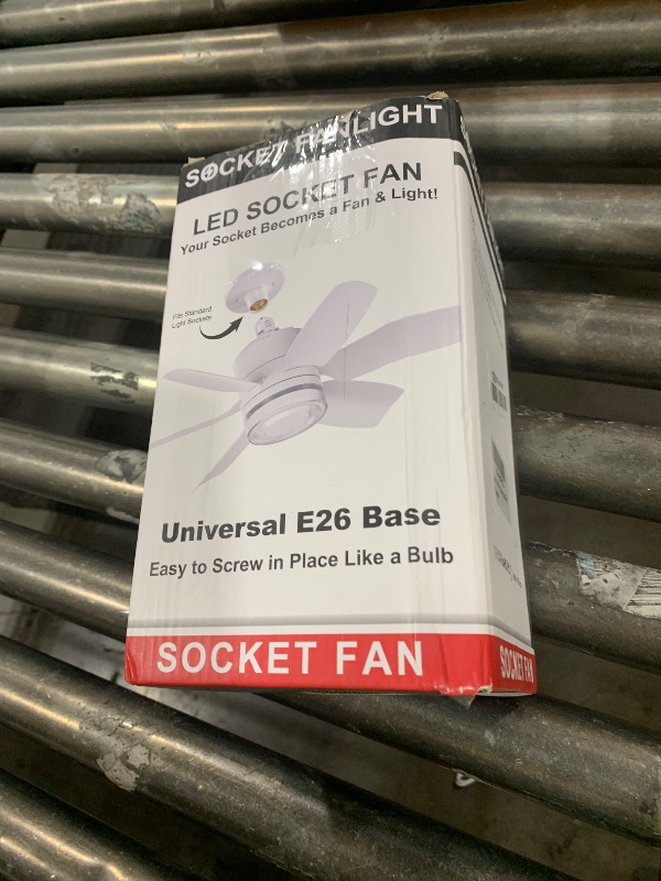 Photo 1 of 19.7" Socket Fan Light with Remote 1700 LM Dimmable LED Ceiling Fans with Lights 6 Speeds Dimmable 3 Color Adjustable Screw in E27/E26 Socket Ceiling Fan with Two Extension Poles and Base (White)