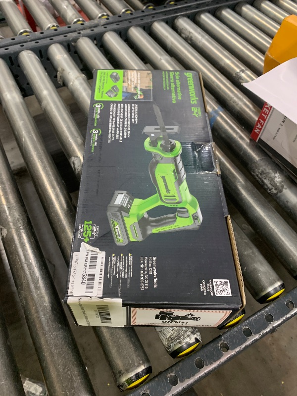 Photo 1 of Greenworks 24V Cordless Brushless Reciprocating Saw, 3,000 SPM, 1" Stroke Length, Compact Design, Includes 2.0Ah Battery & Charger