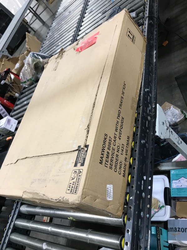 Photo 1 of MaxWorks 80857 500-lb Utility Service PP Cart With Two Trays and Wheels 46 inch x 25.5 inch x 33.5 inch Overall Dimensions