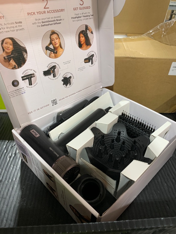 Photo 1 of Shark SpeedStyle Pro Professional Performance High-Velocity Hair Dryer System with Scalp Shield and IQ Speed Styling & Drying Suite, Curly and Coily Hair, Lightweight, Ionic, No Heat Damage, HD732