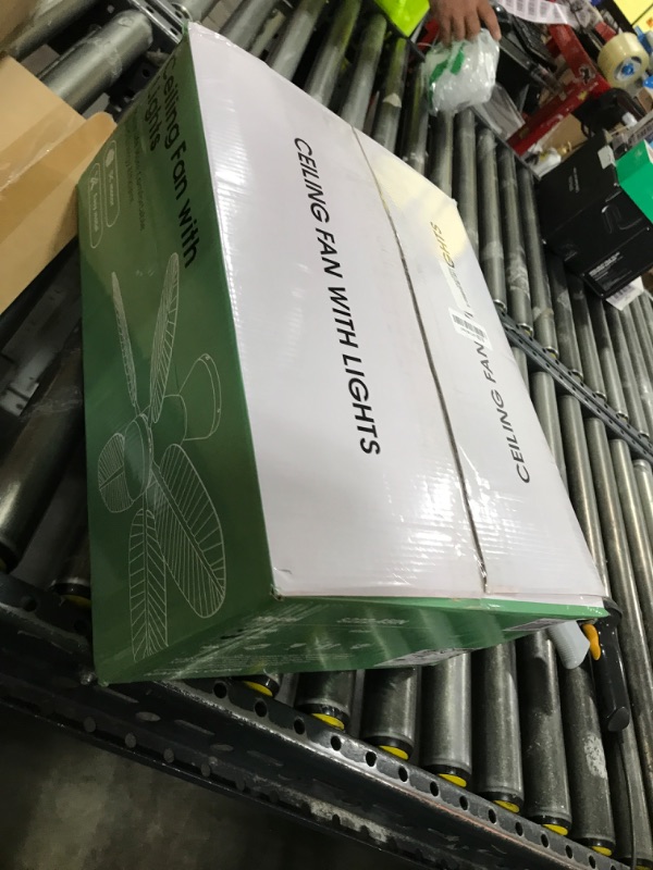 Photo 1 of Kviflon Ceiling Fans with Lights and Remote/APP Control, 45 Inch Low Profile Tropical Ceiling Fan for Living Room Bedroom, Outdoor Flush Mount Palm Leaf Ceiling Fan for Patios Porch, Black