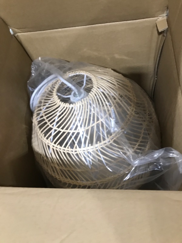 Photo 1 of WalmHomie 1 Light Rattan Ceiling Light Wicker Pendant Lighting Lampshade Basket Ceiling Hanging Lamp for Dining Room Bedroom