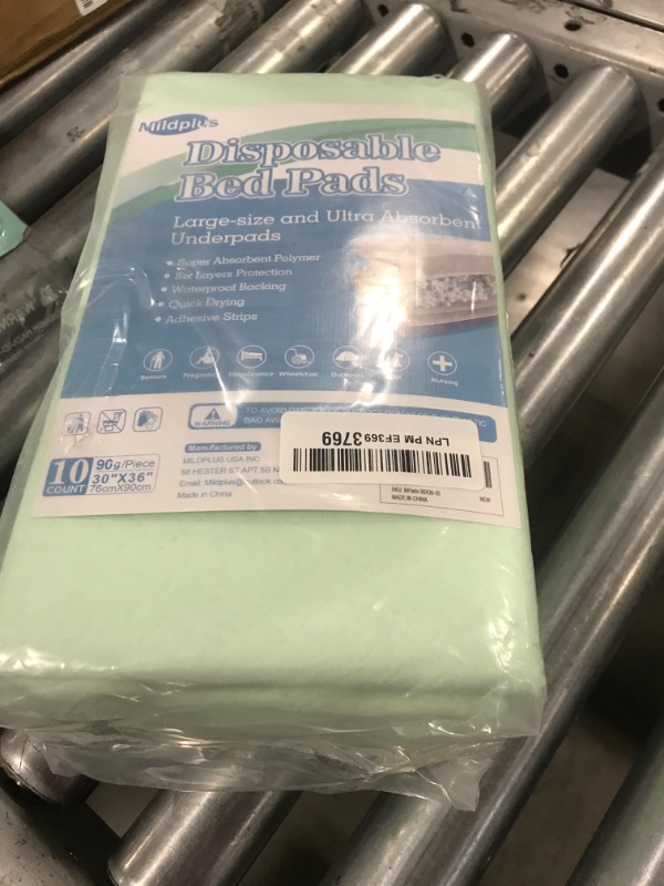 Photo 1 of MILDPLUS Bed Pads with Adhesive Strips 30'' X 36'' Disposable Underpads Extra Large Thicker Incontinence Pads for Unisex Adult, Senior, Kids and Pet (10 Count)