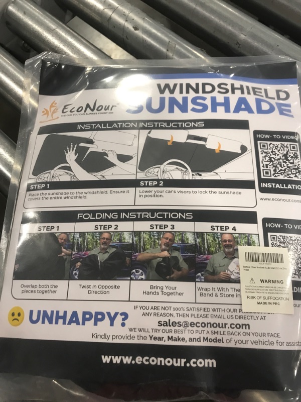 Photo 1 of EcoNour 2 Piece Sunshade for Car Windshield | Durable 240T Polyester Car Windshield Shade Blocks UV Rays | Sun Protection for Front Window | Small (23.5 in x 29 in)