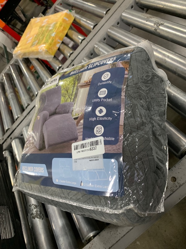 Photo 1 of KinCam Recliner Covers, Stretch Reclining Chair Covers, Recliner Sofa Slipcovers Stripe Jacquard Recliner Couch Covers Furniture Protector Covers for Pet Kid (2XL Seater, Dark Gray)