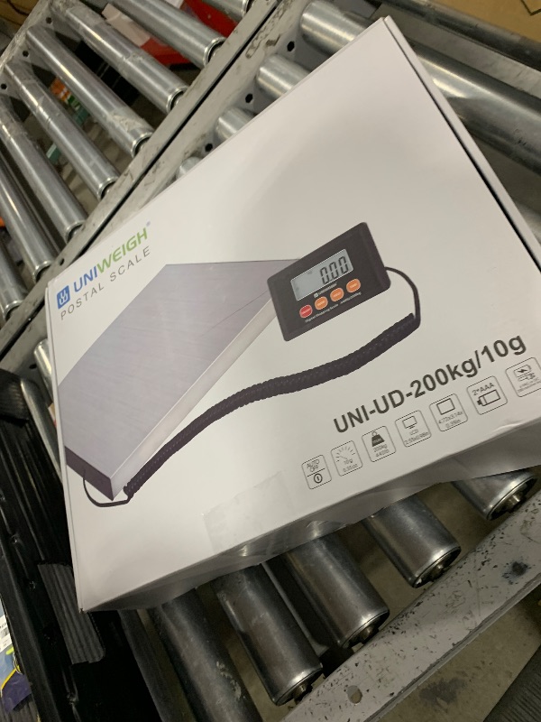 Photo 1 of UNIWEIGH Digital Postal Scale,440lb x 10g Accuracy Shipping Scale,Stainless Steel Platforms,Heavy Duty Scale with LCD/Hold/Tare Functions,Postage Scale for Packages,Luggage Scale,Battery&USB Included