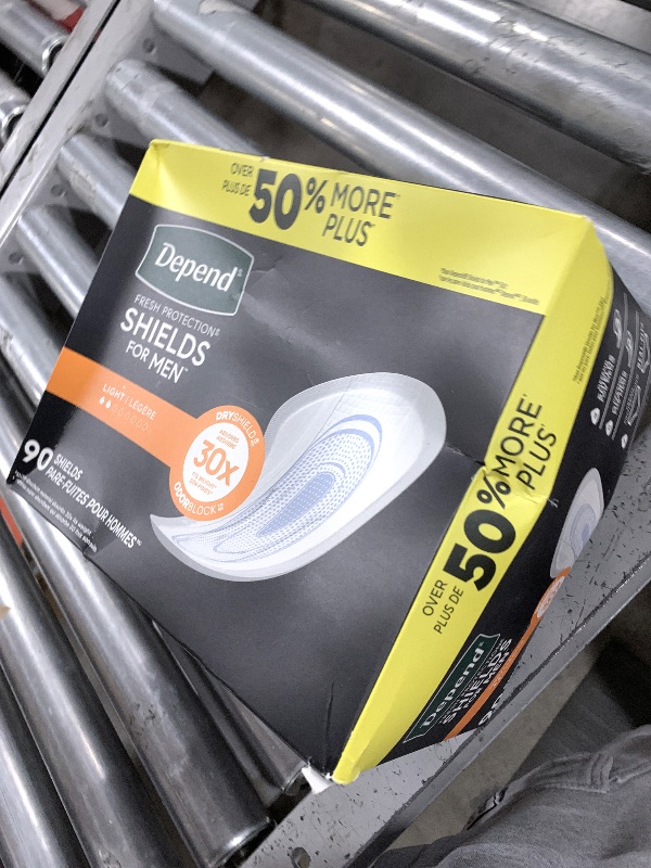 Photo 1 of Depend Shields Incontinence Pads for Men, Light Absorbency, 90 Count (Packaging May Vary)