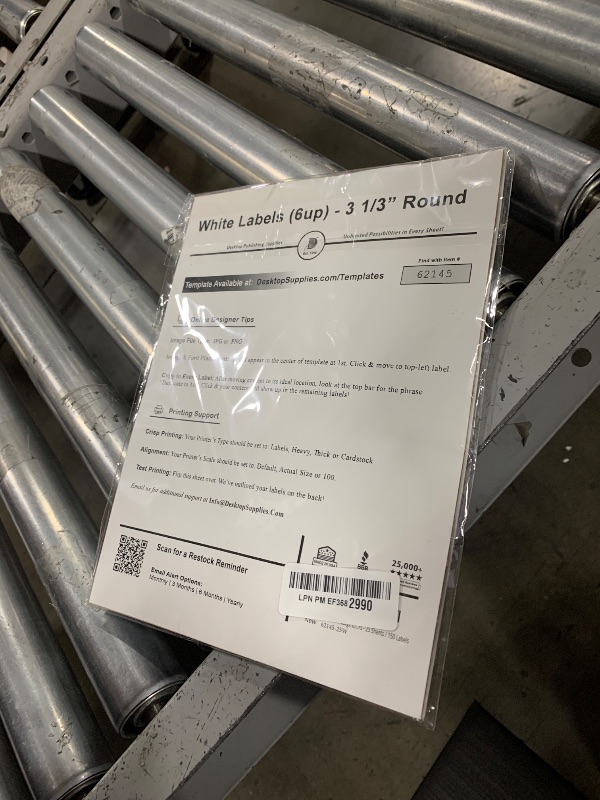 Photo 1 of 150 White 3 1/3" Round Large Circle Labels - 25 Sheets (6 Per Page) - for Inkjet & Laser Printers