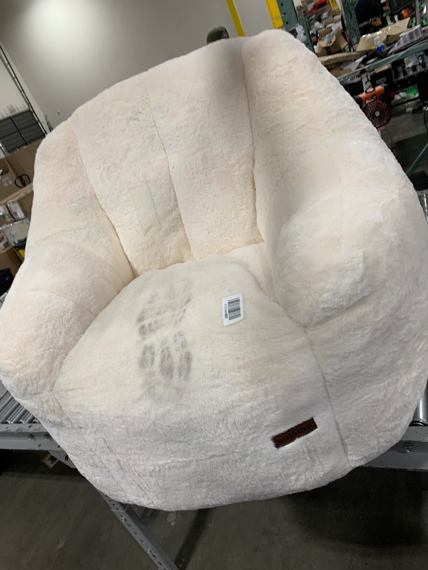 Photo 1 of MAXYOYO Bean Bag Chair, Comfy Bean Bag Sofa with Back Support, Faux Fur Bean Bag Chair for Adults and Kids, Stuffed Floor Sofa for Living Room, Bedroom, Apartment, Beige