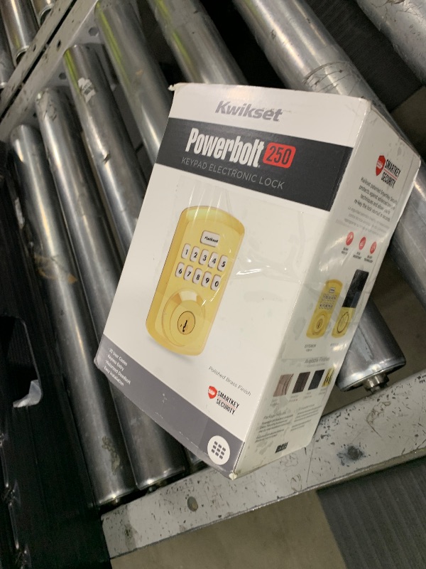 Photo 1 of Kwikset 9250TRS-L03S Transitional Powerbolt 2 Electronic SmartCode Deadbolt SmartKey with RCAL Latch and RCS Strike Lifetime Brass Finish