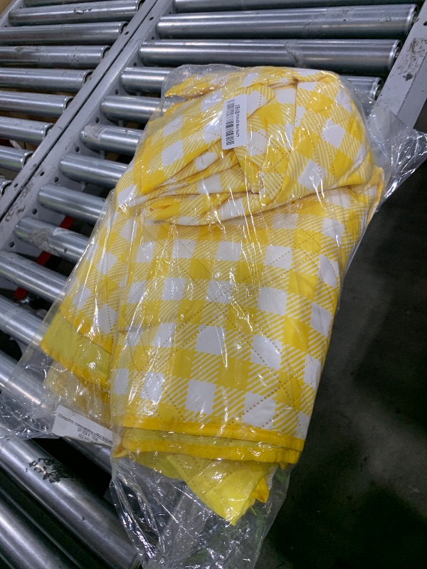 Photo 1 of ZAZE Extra Large Picnic Blankets, 80''x80'' Washable Waterproof Foldable Oversized Compact Picnic Mat for Spring Summer Blanket Beach, Camping on Grass (Yellow and White)
