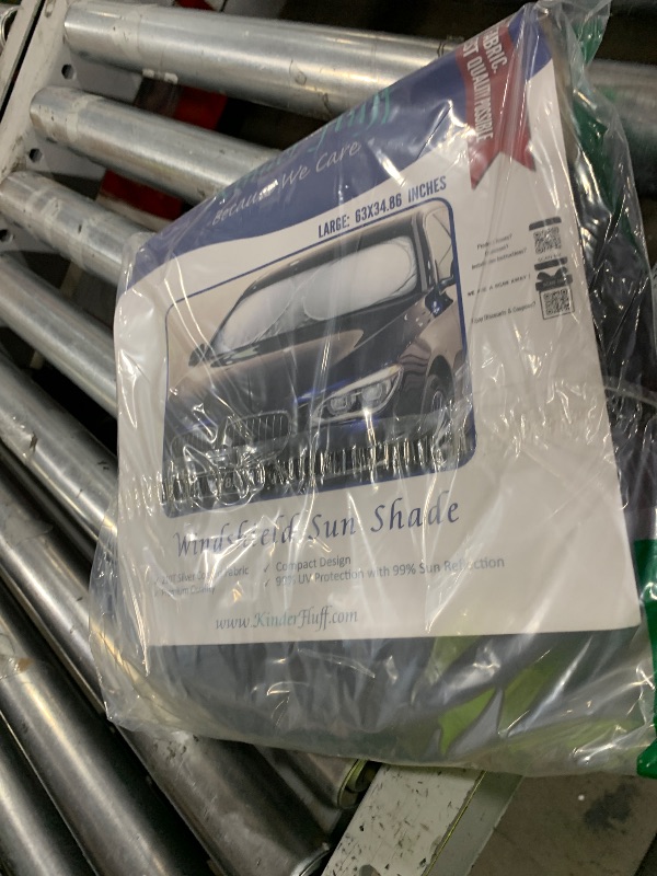 Photo 1 of kinder Fluff Patented Windshield Sunshade | Reflective & Foldable Windshield Sun Cover & 99% UV Rays Block | Car Window Shade Interior Accessories Sunshades for Windscreen & Dashboard - L (63x35in)