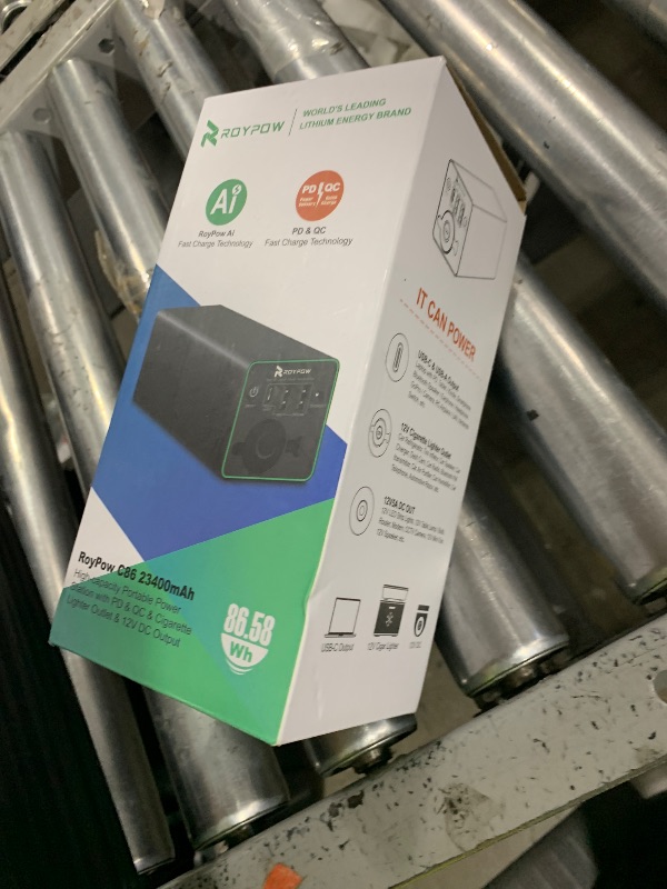 Photo 1 of RoyPow 30W PD Portable Charger with 12V/10A Cigarette Lighter Socket, 86.58Wh USB C Laptop Power Bank, 18W QC& 12V DC External Battery Pack, Perfect for MacBook Air iPad Phone Dash Cam or Camping