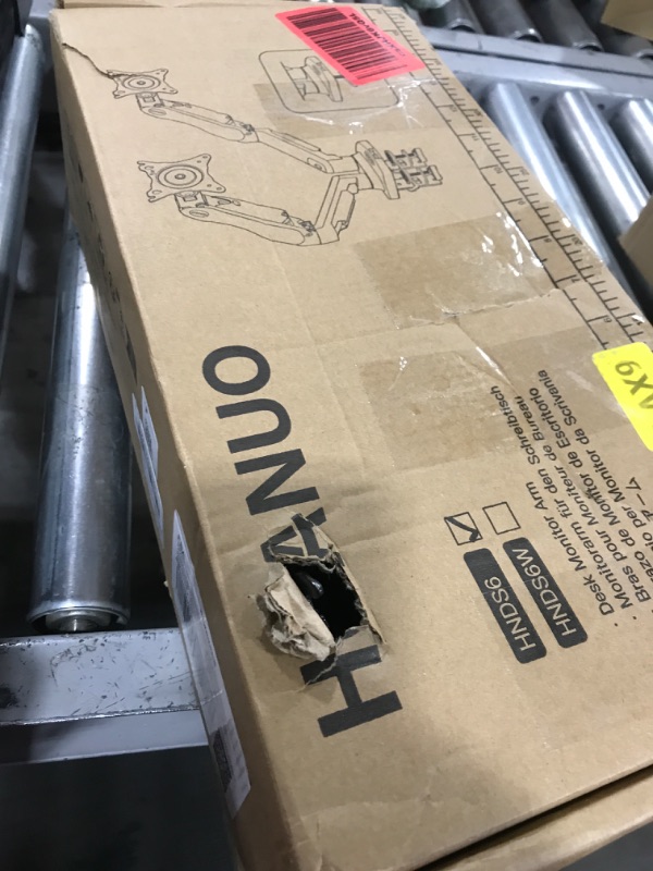 Photo 1 of HUANUO Dual Monitor Stand - Full Adjustable Monitor Desk Mount Swivel Vesa Bracket with C Clamp, Grommet Mounting Base for 13 to 32 Inch Computer Screens - Each Arm Holds 4.4 to 19.8lbs