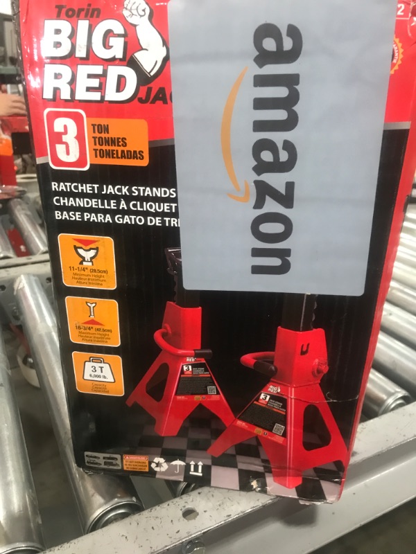Photo 1 of BIG RED T43202 Torin Heavy Duty Steel Jack Stands: 3 Ton (6,000 lb) Capacity Car Lifting Stand,1 Pair (Not Suitable for SUV,Truck)