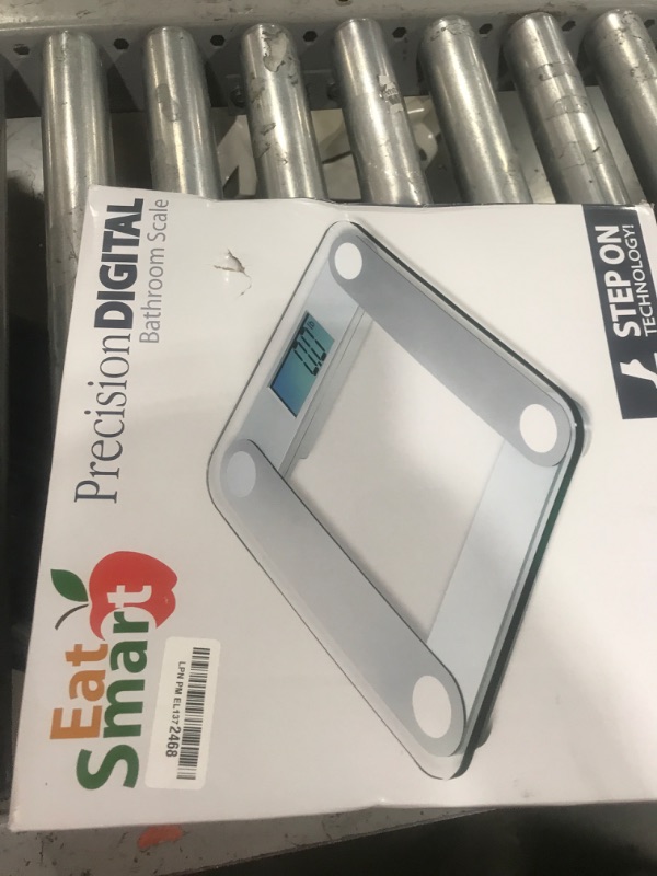 Photo 1 of Eat Smart Digital Bathroom Scale with Extra Large Easy to Read Lighted Display, Accurate Weight Tracking, Includes Free Body Tape Measure, Grey and Clear