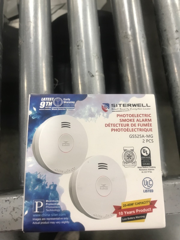 Photo 1 of Siterlink  Detectors 10 Year Battery Operated,UL217-9th Listed Smoke Alarm with Test-Silence Button,Photoelectric Sensor Fire Alarms Smoke Detectors with LED Lights for Home, GS525A (2 Pack)
