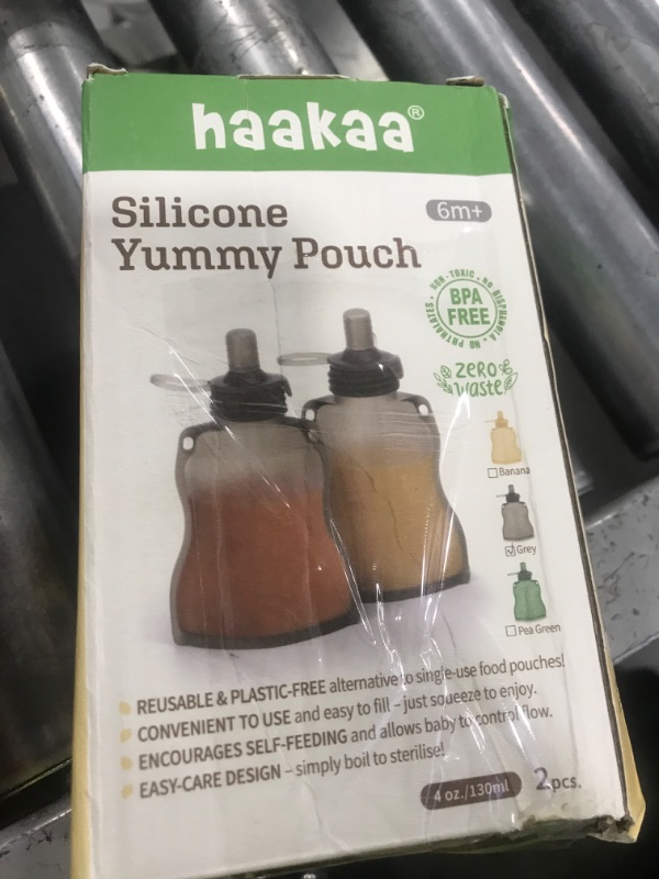Photo 1 of Haakaa Yummy Pouch Reusable Baby Food Pouch, Baby Food Storage Kids Squeezable Pouch, Washable Freezer - Make Homemade Organic Food for Babies/Toddlers, 4oz, 2 Pack,6m+