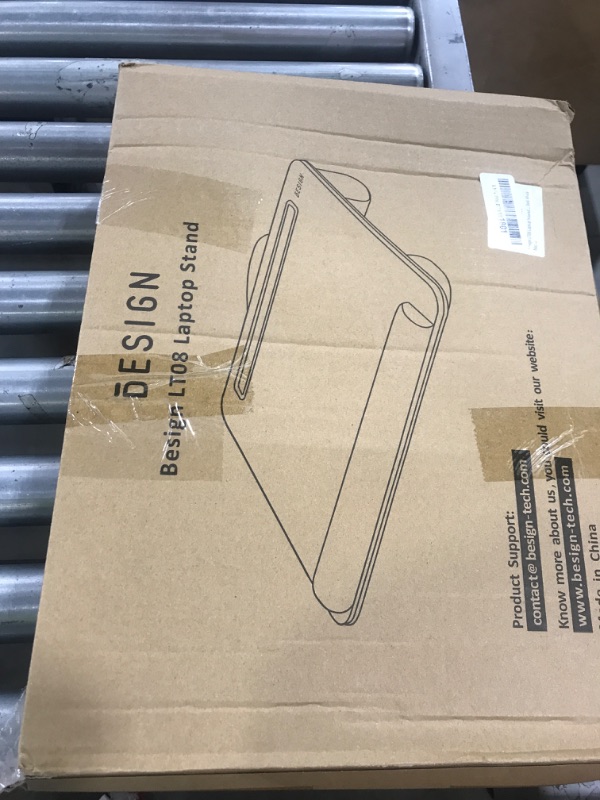 Photo 1 of Besign LT08 Laptop Stand, Portable Lap Desk with Pillow Cushion, Fits up to 14 inch Laptop, with Anti-Slip Strip for Desk, Sofa & Bed, Black and Gray