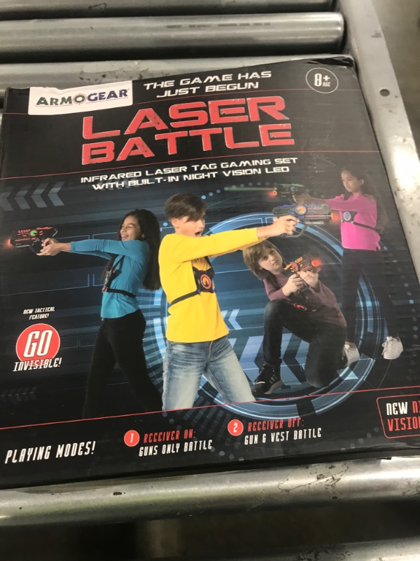 Photo 1 of ArmoGear Set of 4 Laser Tag Guns with Vests - Laser Tag Set for Kids and Adults - Toy Guns with 150 ft Range, Night Vision, Invisibility Mode - Battery Operated - Multiplayer Outdoor Game for Ages 8+