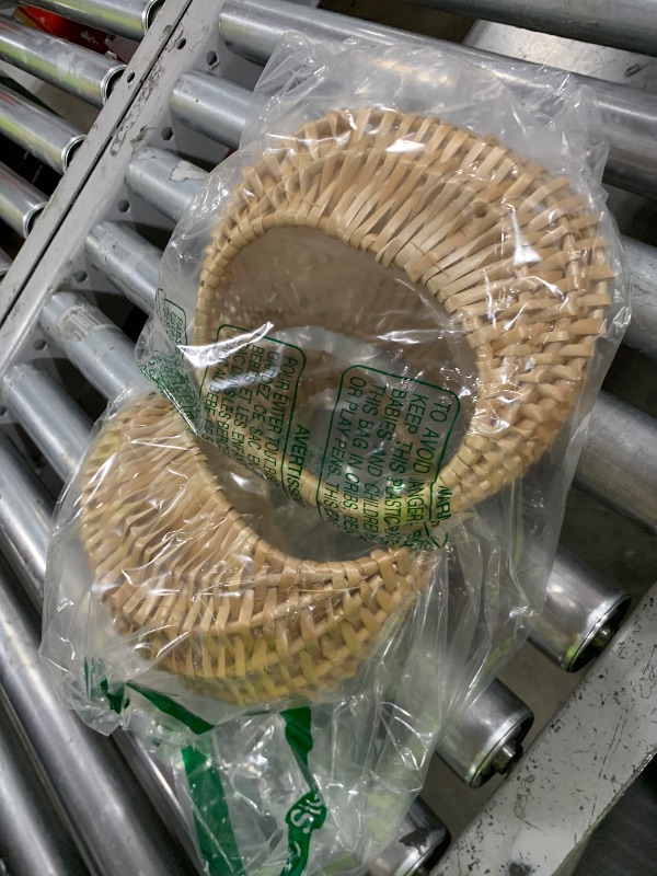 Photo 1 of Flower Girl Basket Set of 2 - Small Wicker Rattan Wedding Baskets with Handle & Plastic Liner, Petal Candy Storage for Home Decor, DIY Crafts, Easter & Wedding Photo Props