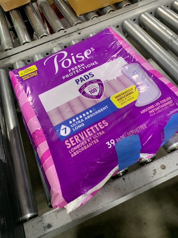 Photo 1 of Poise Incontinence Pads & Postpartum Incontinence Pads, 7 Drop Ultra Absorbency, Long Length, 39 Count, Packaging May Vary
