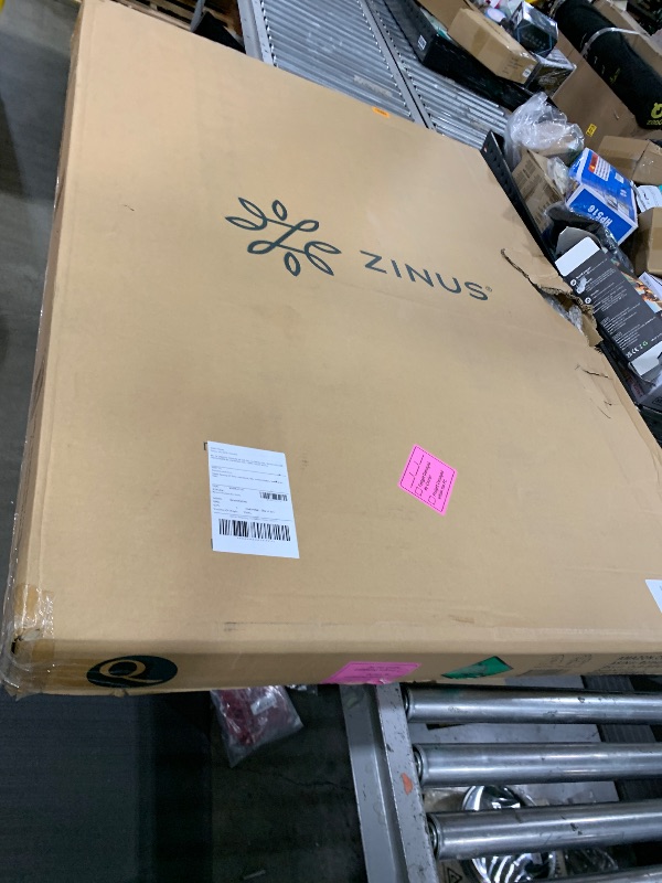 Photo 1 of ZINUS 4 Inch Box Spring with Cover, No Assembly Mattress Foundation, Sturdy Metal Structure, Queen, White