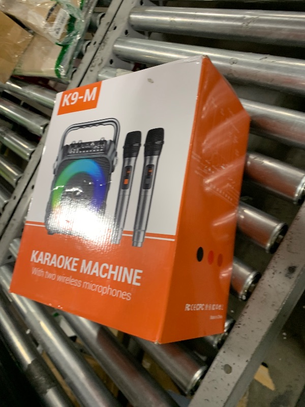 Photo 1 of Karaoke Machine with Two Wireless Microphones, Portable Karaoke Machine for Adults & Kids, Portable Bluetooth Speaker with PA System, LED Lights, Supports TF Card/USB, AUX in, FM, USB,TWS (Black)…
