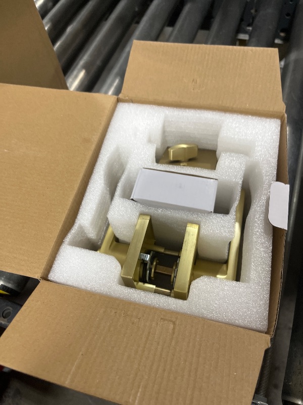 Photo 1 of goldenwarm Gold Door Handle with Deadbolt, Square Contemporary Brushed Gold Exterior Door Lock Set with Deadbolt, Heavy Duty Zinc-alloyed Front Entry Door Locksets with Deadbolt(3 Pack)
