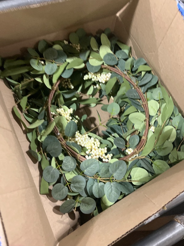 Photo 1 of Pinkpum 20'' Eucalyptus Wreath for Front Door, Porch, Window - Green Decor for Home, Farmhouse - Spring, Summer, Fall, All Seasons