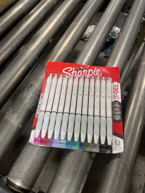 Photo 1 of Sharpie S-Gel Pens, Fashion Barrel Gel Pens, Pearl White Body, Medium (0.7mm) Point, Bold Ink Colors, 12 Count