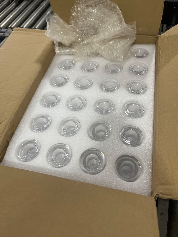 Photo 1 of 48 Pieces Glass Taper Candle Holders 2.5 Inch Clear Short Taper Candlestick Holders Bulk Elegant Glass Candle for Table Centerpiece Wedding Christmas Thanksgiving Party Decor